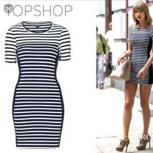 Top Shop Navy and White Stripe Dress